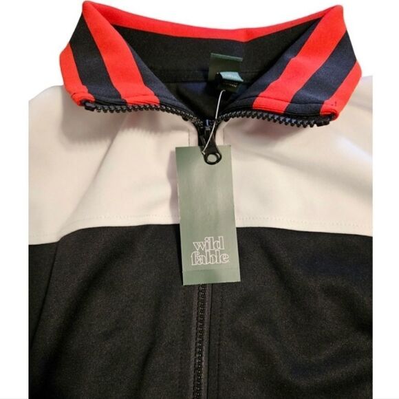 NWT WILD FABLE Women's Track Zip Up Jacker - Black-Red -White Size XS - Picture 4 of 12
